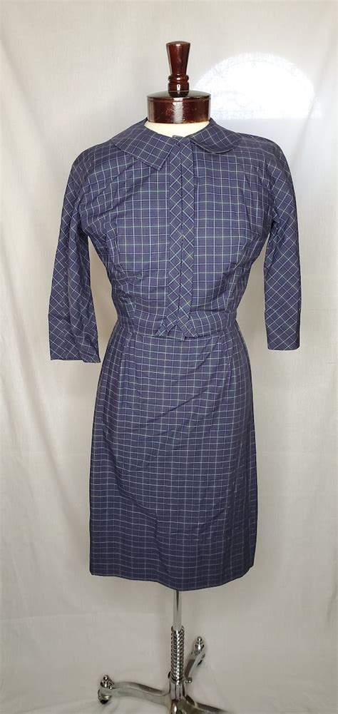 Vintage 50s Plaid Blue Gem