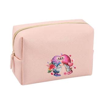 Grande Trousse De Toilette Rose Taperso Avec Motif Lutin Et Coeur