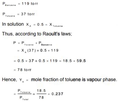 Calculatethe Mole Fraction Of Toluene In The Vapour Phase Which Is In