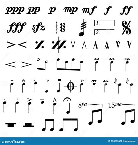 Set Of Musical Symbols Elements Of Musical Symbols Icons And