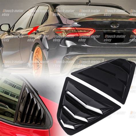 Pcs Glossy Black Rear Side Window Louver Cover Sun Shade Cover For