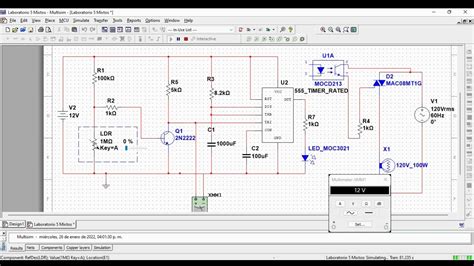 Encendido De Lampara Ac Mediante Ldr Y Optotriac Moc Multisim Youtube