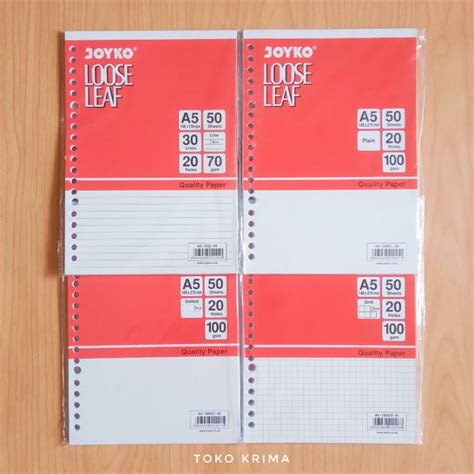 Jual Loose Leaf Joyko A Kertas File Isi Binder Refill Grid Dot Garis