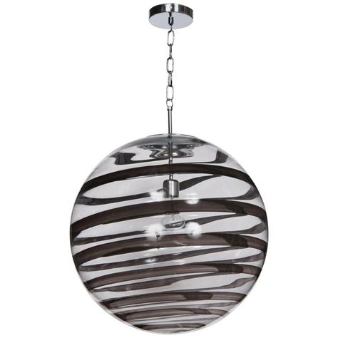 Murano Glass Globe Pendants With Black Swirl Accent From A Unique