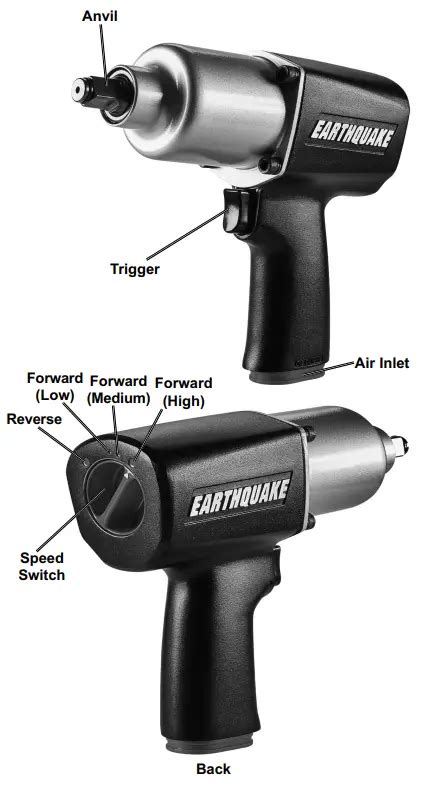 Earthquake Eq12a 1 2 Inch Aluminum Air Impact Wrench Owners Manual