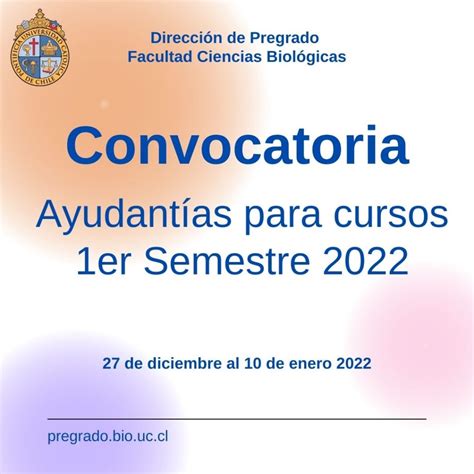 Postulaci N A Ayudant As Er Semestre Programas De Pregrado