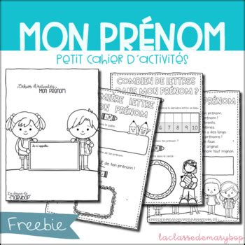 Mon prénom Cahier dactivités FRENCH my name by La classe de Marybop