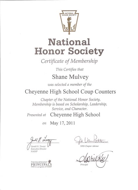 National Honor Society Certificate Template