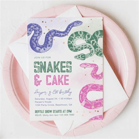 Girly Snake Birthday Invitations Zazzle In 2024 Snake Birthday