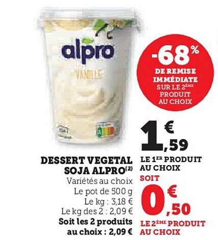 Promo Dessert Vegetal Soja Alpro Chez Hyper U Icatalogue Fr