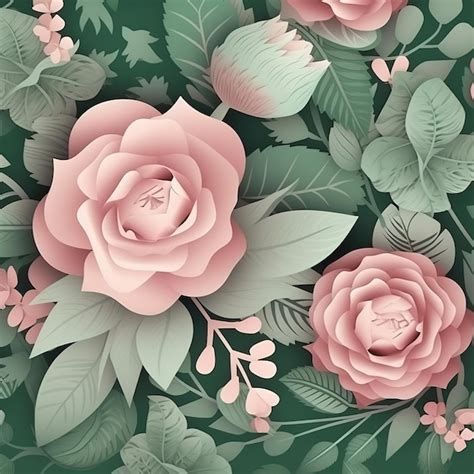 Premium Photo A Floral Background With Pink Roses And Leaves