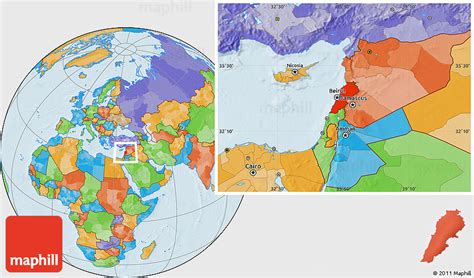 Political Location Map Of Lebanon Highlighted Country