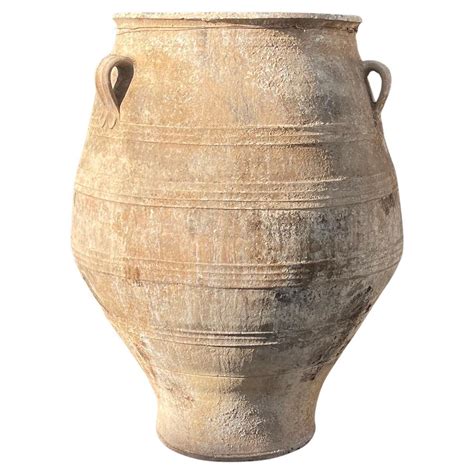 Th Century Antique Mediterranean Terracotta Greek Olive Jar For Sale