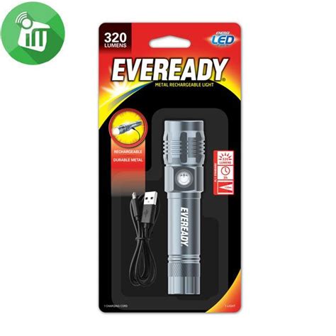 Eveready Metal Rechargeable Flashlight 320 Lumens Vmhal8 Imedia Stores