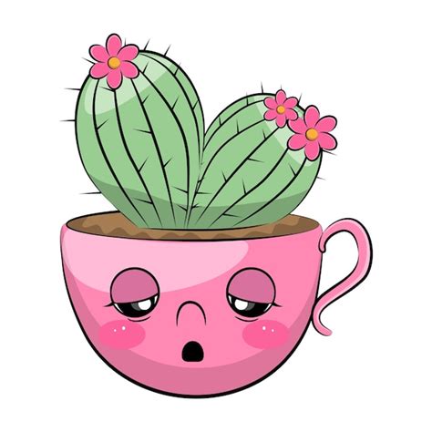 Ilustra O De Cacto Bonito Dos Desenhos Animados Plantas De Casa