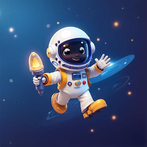 Premium Photo Cute Astronaut With Cute Alien Waving Hand In Space