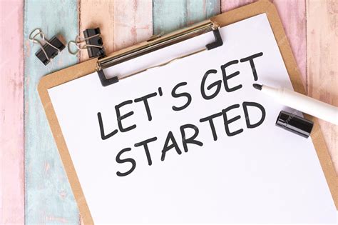premium photo lets  started text written  notebook page office