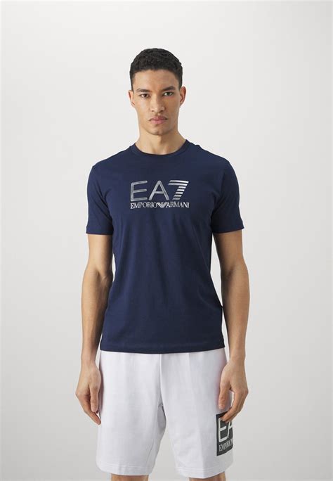 Ea7 Emporio Armani T Shirt Print Blue Navy Dunkelblau Zalando De