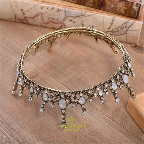 Alloy Leaf Rhinestones Princess Crown Bridal Tiara With Pearls Vampal