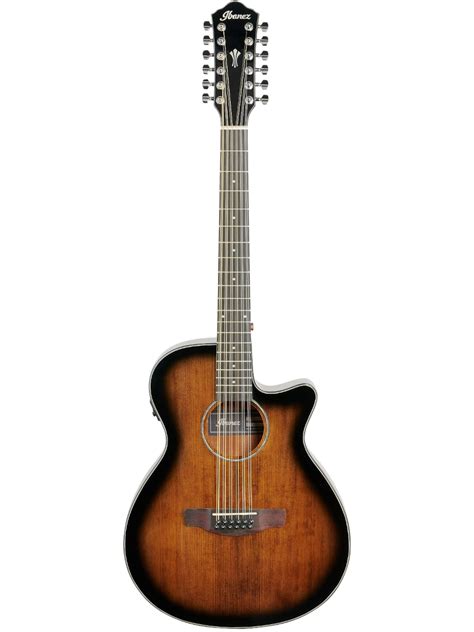 Ibanez Aeg5012 12 String Acousticelectric Guitar In Dark Violin Sunburst High Gloss Central Music