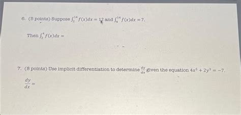 Solved Points Suppose F X Dx And F X Dx Chegg