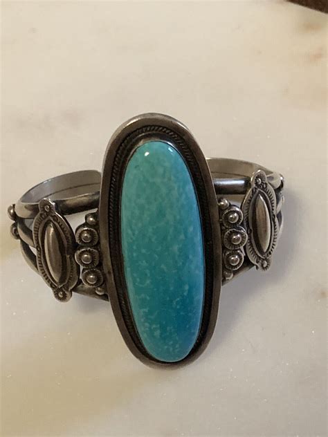 Wallace Jr Navajo Massive Turquoise Sterling Cuff Br Gem