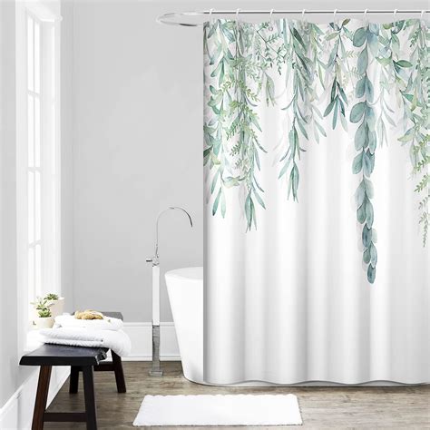 Eucalyptus Shower Curtain Gcirec Spring Sage Green Leaves Shower