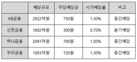 4대 금융지주 중간배당 7600억 쏜다 딜사이트