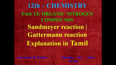 Sandmeyer Reaction Gattermann Reaction In Tamil Organic Nitrogen