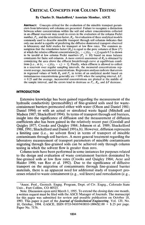 (PDF) Critical Concepts for Column Testing 