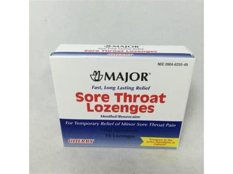 Major Sore Throat Lozenges Menthol & Benzocaine, Cherry, – NEBEX ...