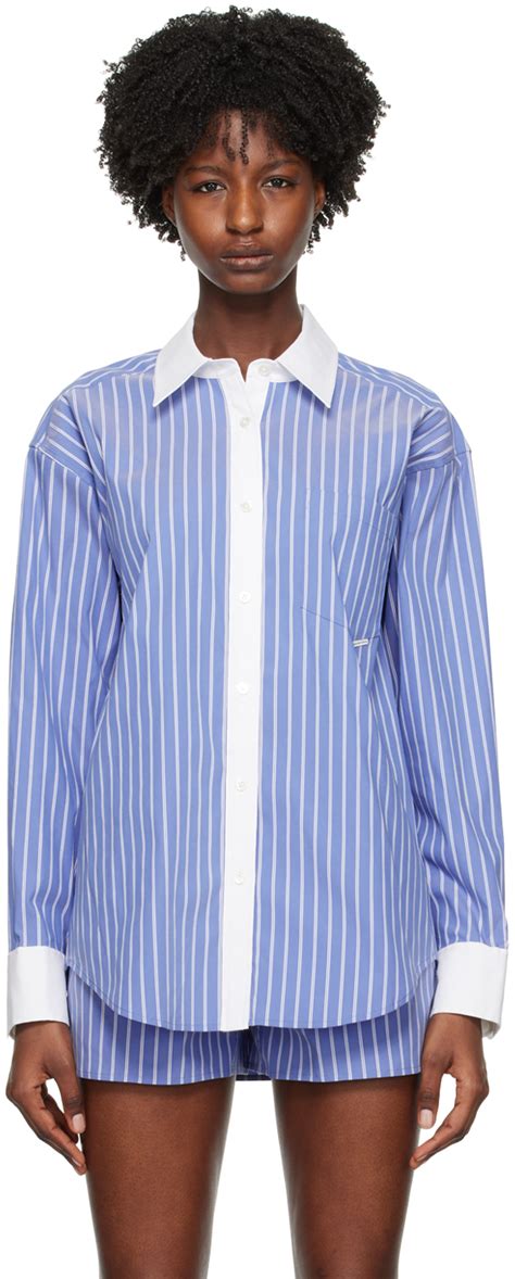 Alexander Wang Blue Striped Shirt Ssense Canada