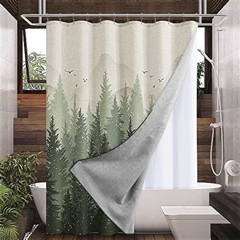 Shower Curtain Liner Set With Hooks Sage Green X Inch Smabu Ebay