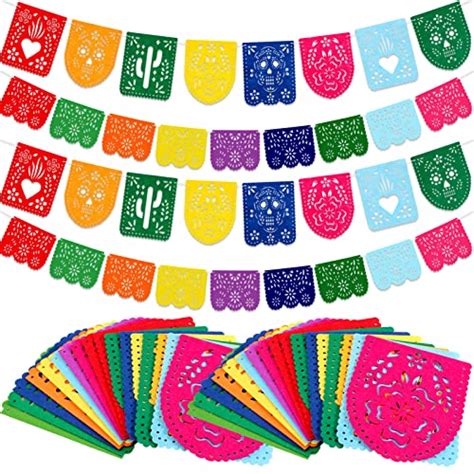 Qpout 4 Pack Mexican Party Decorations Papel Picado Banners Felt Day