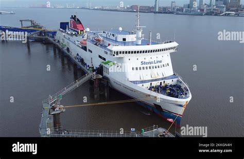 Stena Line Freight Ship Vessel Loading Cargo Shipment From Wirral