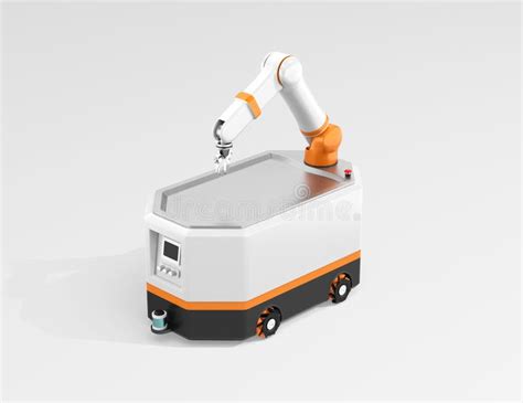 Mobile Robot AGV Isolated On Gray Background Stock Illustration