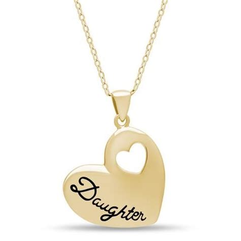 Elegant Daughter Necklace 925 Silver 14k Gold Plated Heart Necklace