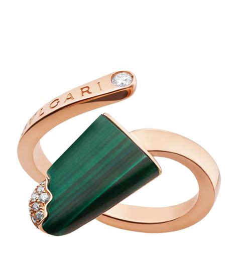 Bvlgari Rose Gold Malachite And Diamond Gelati Ring Harrods Us