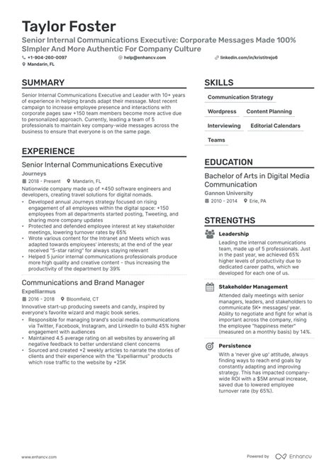 Internal Communications Resume Examples Guide For