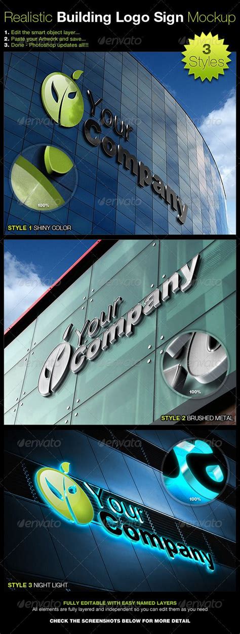 Realistic Building Logo Sign Mock Up Building Logo Sign Mockup Logo