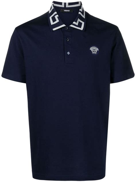 Buy Versace Medusa Head Motif Polo Shirt Blue At 33 Off Editorialist