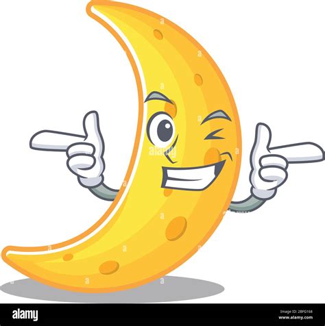 Cartoon Design Concept Of Crescent Moon With Funny Wink Eye Stock