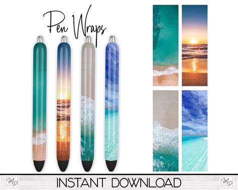 Beach Epoxy Pen Wrap Png Design Digital Download Ocean Ink Pen Wrap