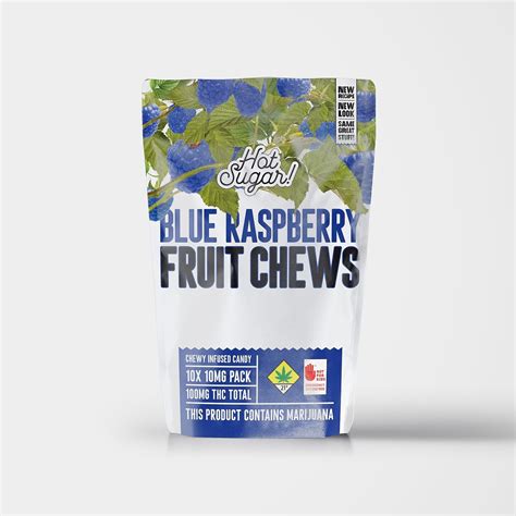 Hot Sugar By Grow Op Farms Sour Blue Raspberry Fruit Chews 100mg 10 Pack Leafly