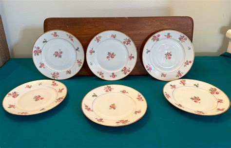 Gda Limoges Floral Bread Plates Roses Gold Trim Porcelain Etsy