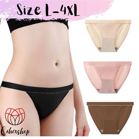 Jual Celana Dalam Wanita Seamless Jumbo Sexy Bikini Cheeky Tali Paha Besar Ice Silk High Cut