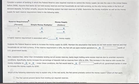 Solved Consider A System Of Banking In Which The Federal Chegg