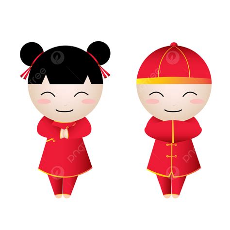 Chinese Greeting Card Vector Hd Images Happy Chinese Girl Boy