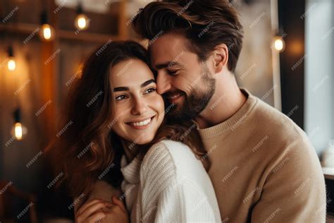 Premium Photo Portrait Of Two Beautiful People In Love Smiling With