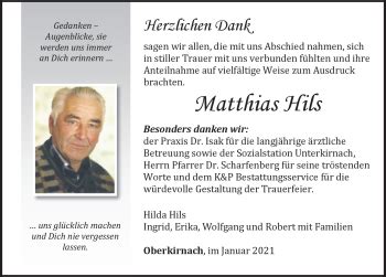 Traueranzeigen Von Matthias Hils Schwarzw Lder Bote Trauer